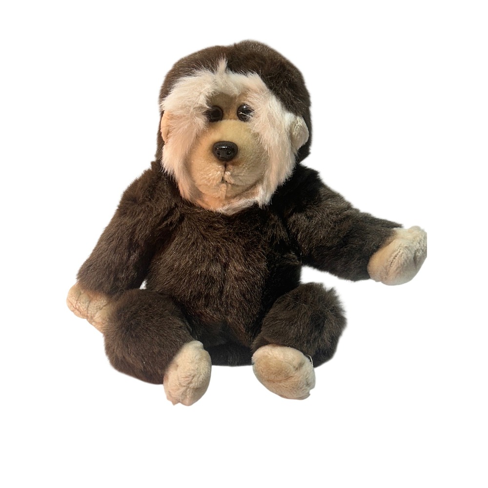 Animal Express Brown Monkey Puppet Plush Vintage White Mane Toy 10in